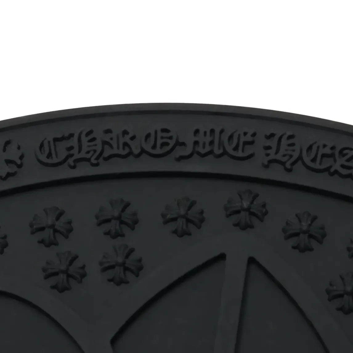 Detailed View of Chrome Hearts Cross Logo Round Black Rubber Mat